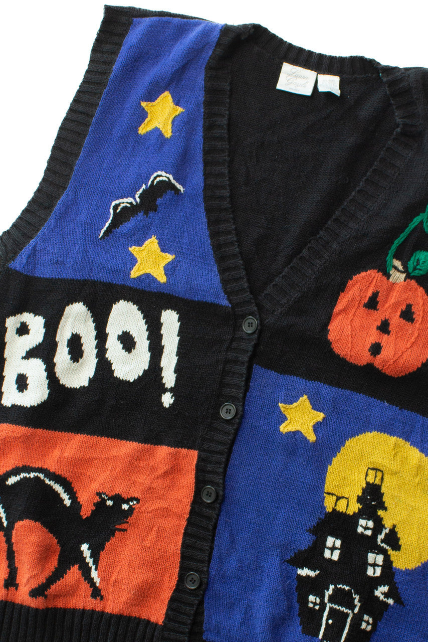 Vintage Boo! Panels Halloween Vest (1990s)