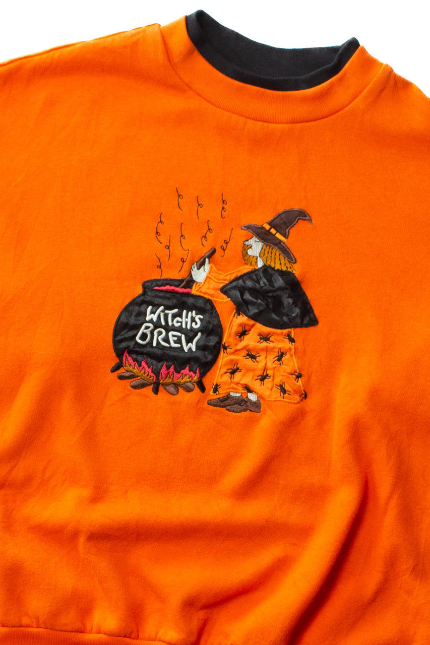 Vintage Witch's Brew Embroidered Halloween Sweatshirt (1990s)