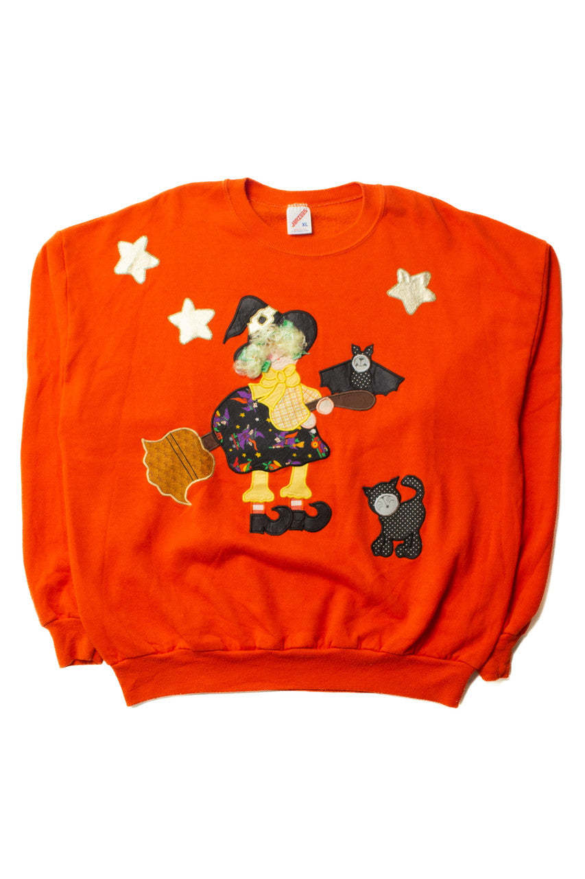 Vintage Patchwork Witch Halloween Sweatshirt (1990s)