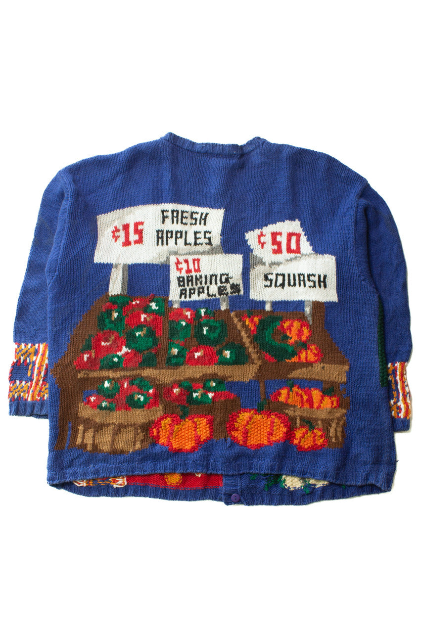 Vintage Fresh Apples Fall Harvest Cardigan Sweater (1990s)