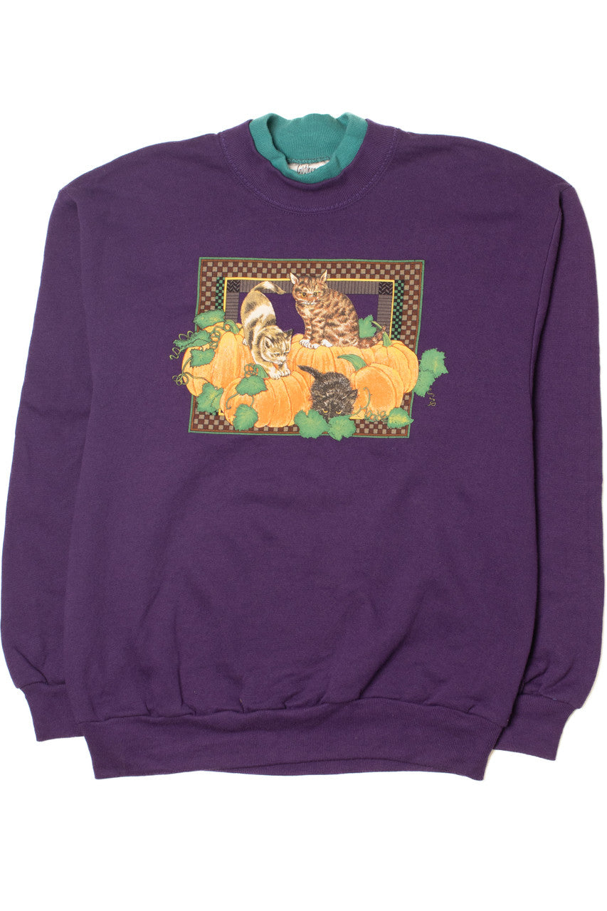 Cats In A Pumpkin Patch Halloween Sweatshirt