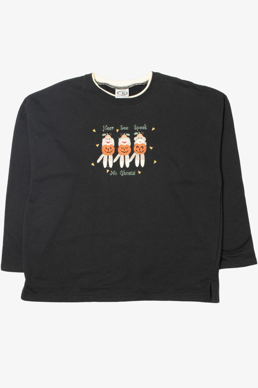 Vintage Sock Monkeys "Hear Speak See No Ghost" Halloween Sweatshirt