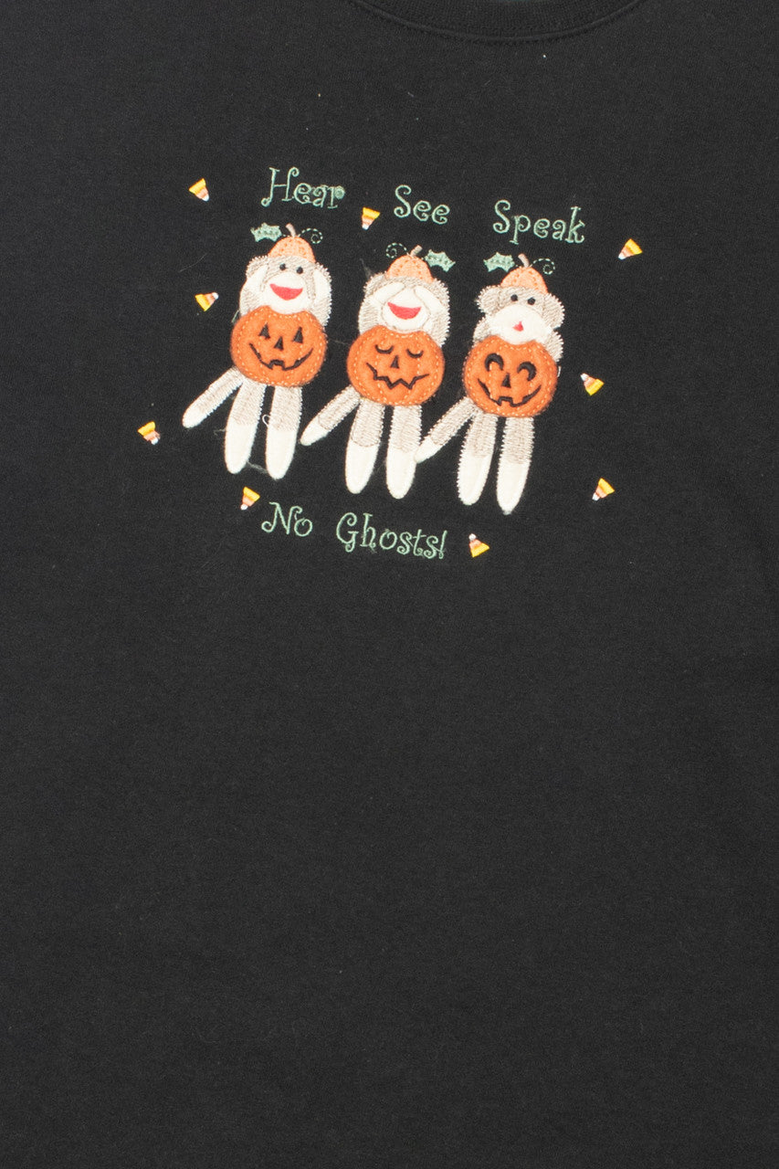 Vintage Sock Monkeys "Hear Speak See No Ghost" Halloween Sweatshirt