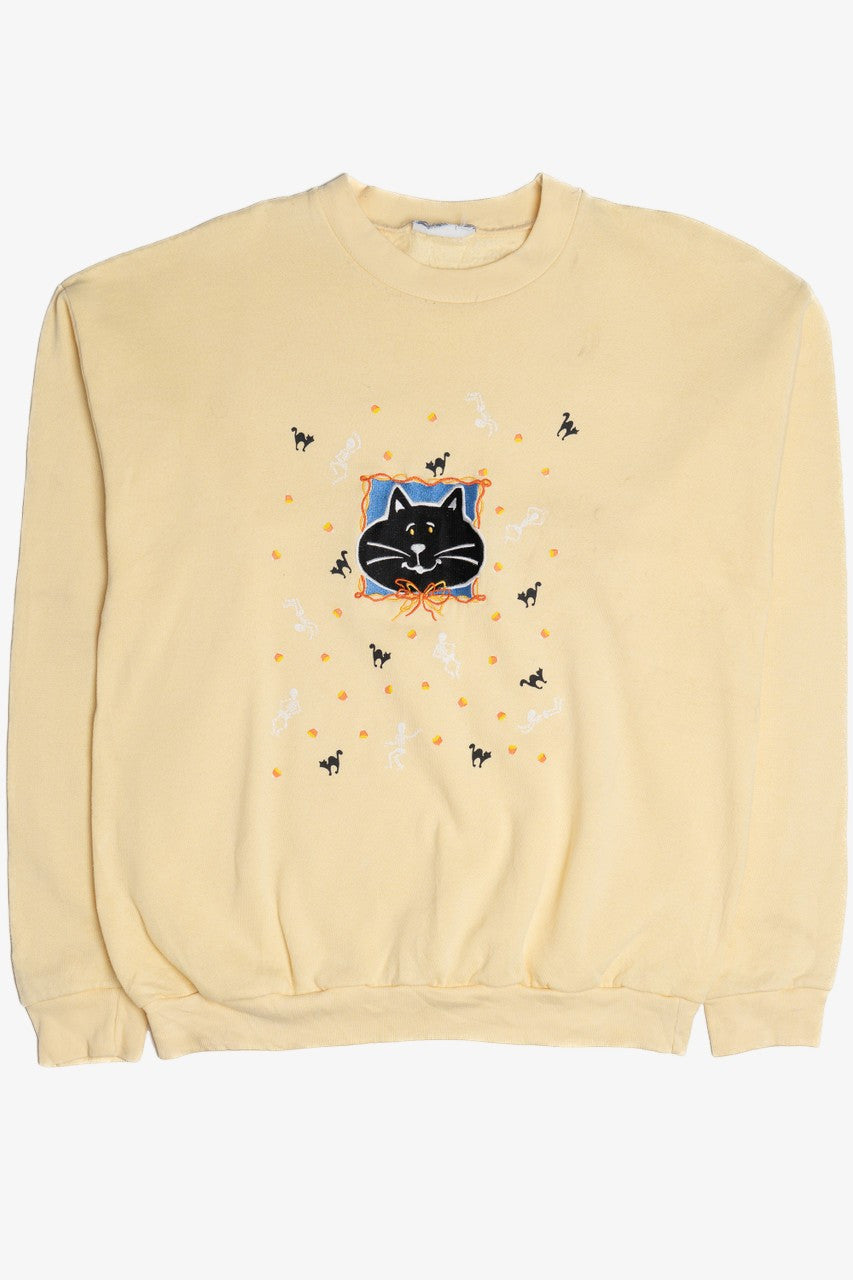 Vintage Embroidered Cat Halloween Sweater