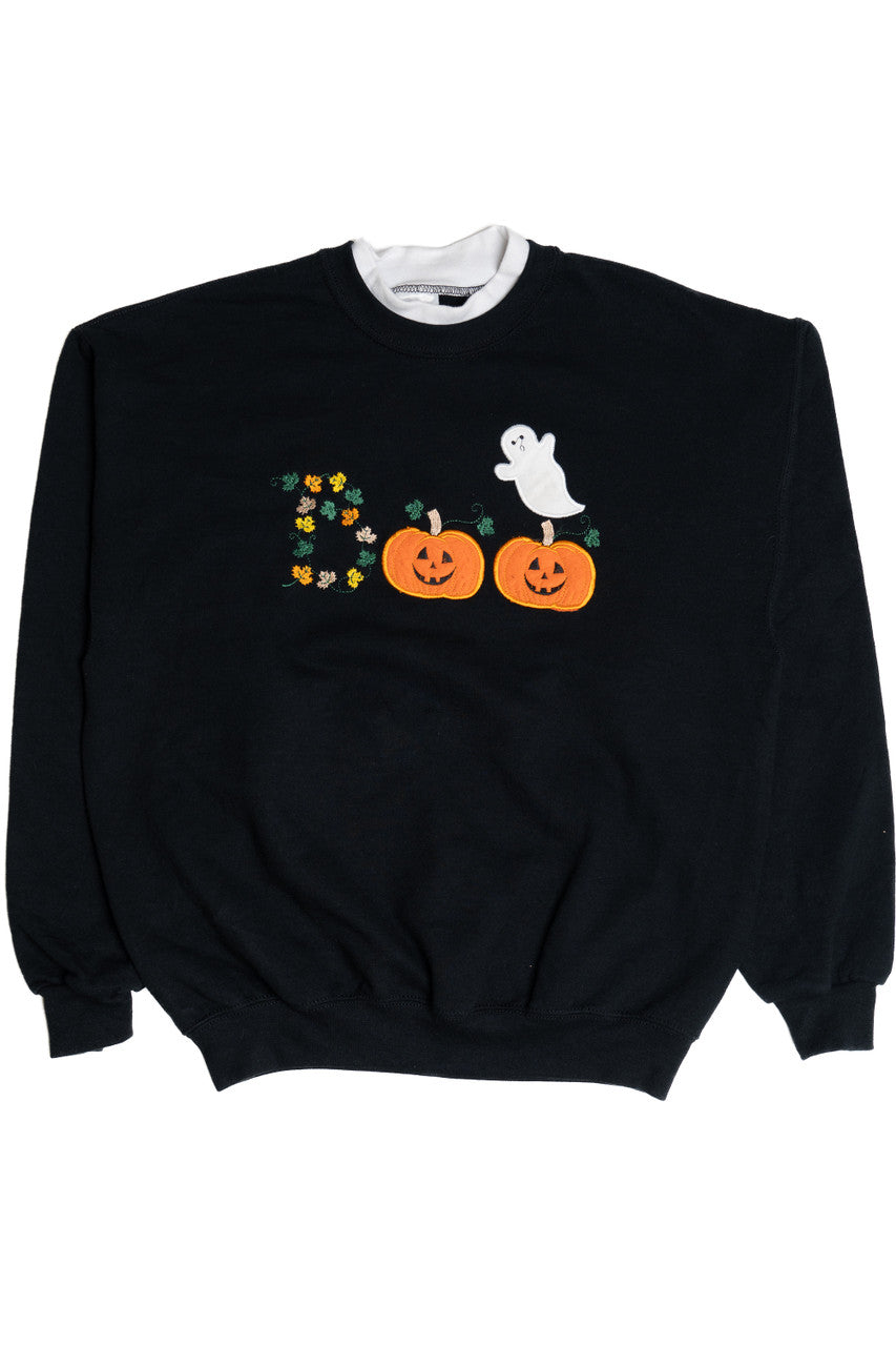 Vintage "Boo" Pumpkin & Ghost Applique Halloween Sweater
