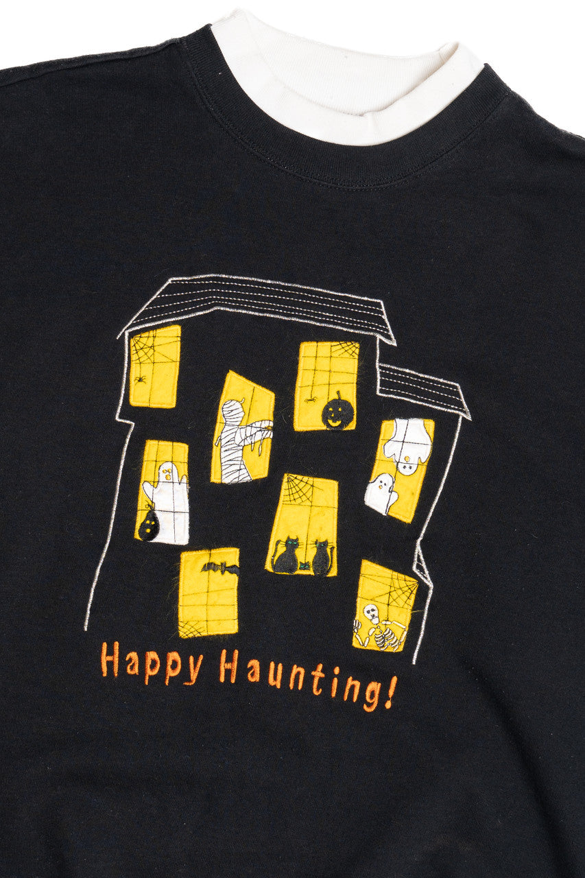 Vintage "Happy Haunting!" Haunted House Halloween Sweater