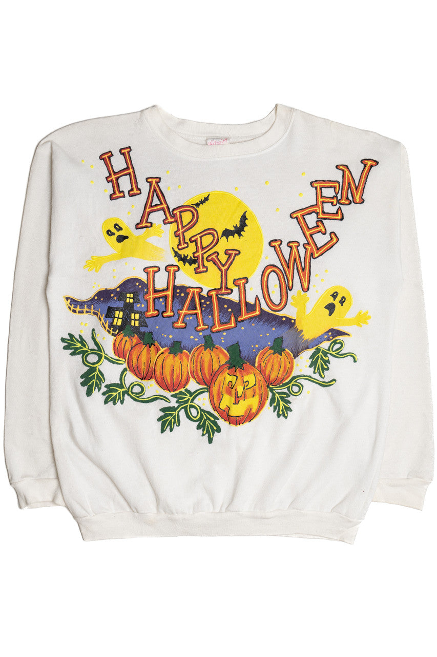 Vintage "Happy Halloween" Spooky Pumpkin Patch Halloween Sweater