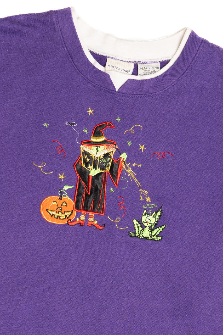 Vintage "Magic 101" Witch Casting Spell Halloween Sweater