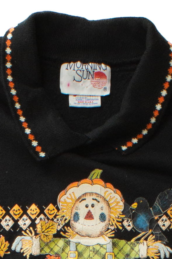 Vintage Scarecrow Pumpkin Patch Halloween Sweatshirt (1990s)