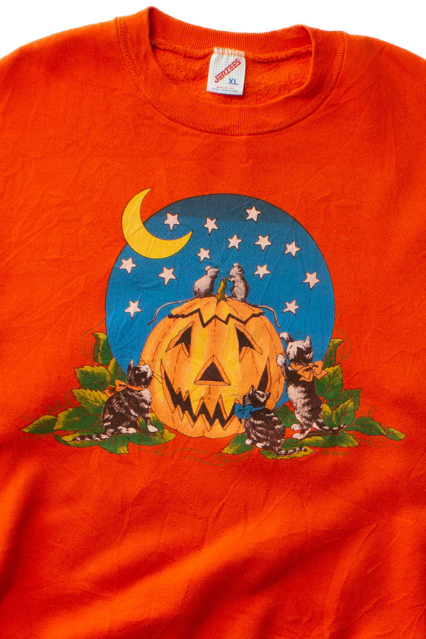 Vintage Jack o'Lantern Mice Halloween Sweatshirt (1990s)