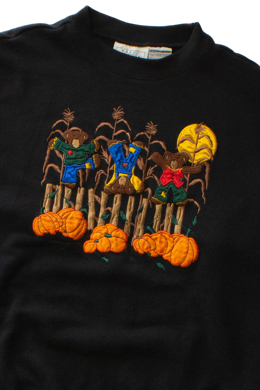 Vintage Embroidered Bearcrows Halloween Sweatshirt (1990s)