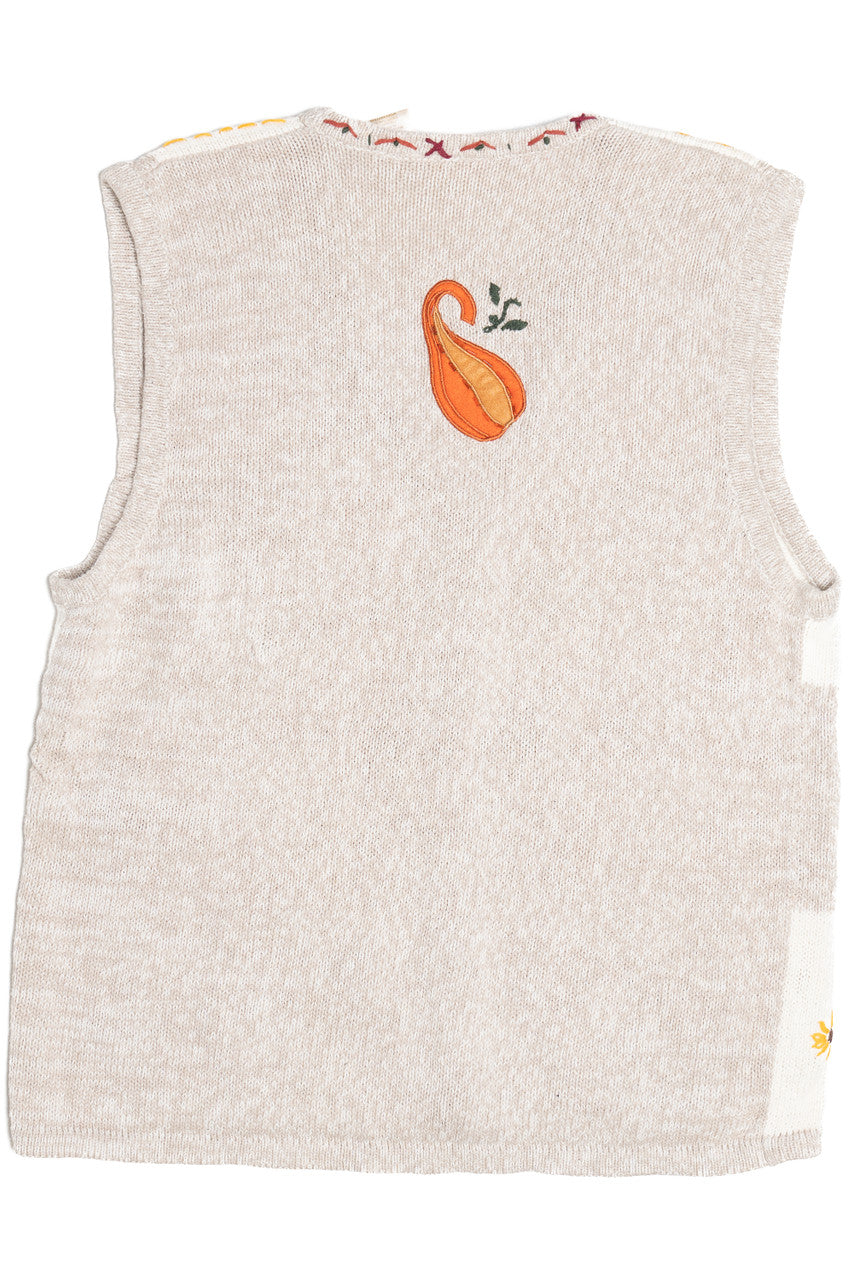 Vintage Scarecrow Patchwork Harvest Sweater Vest