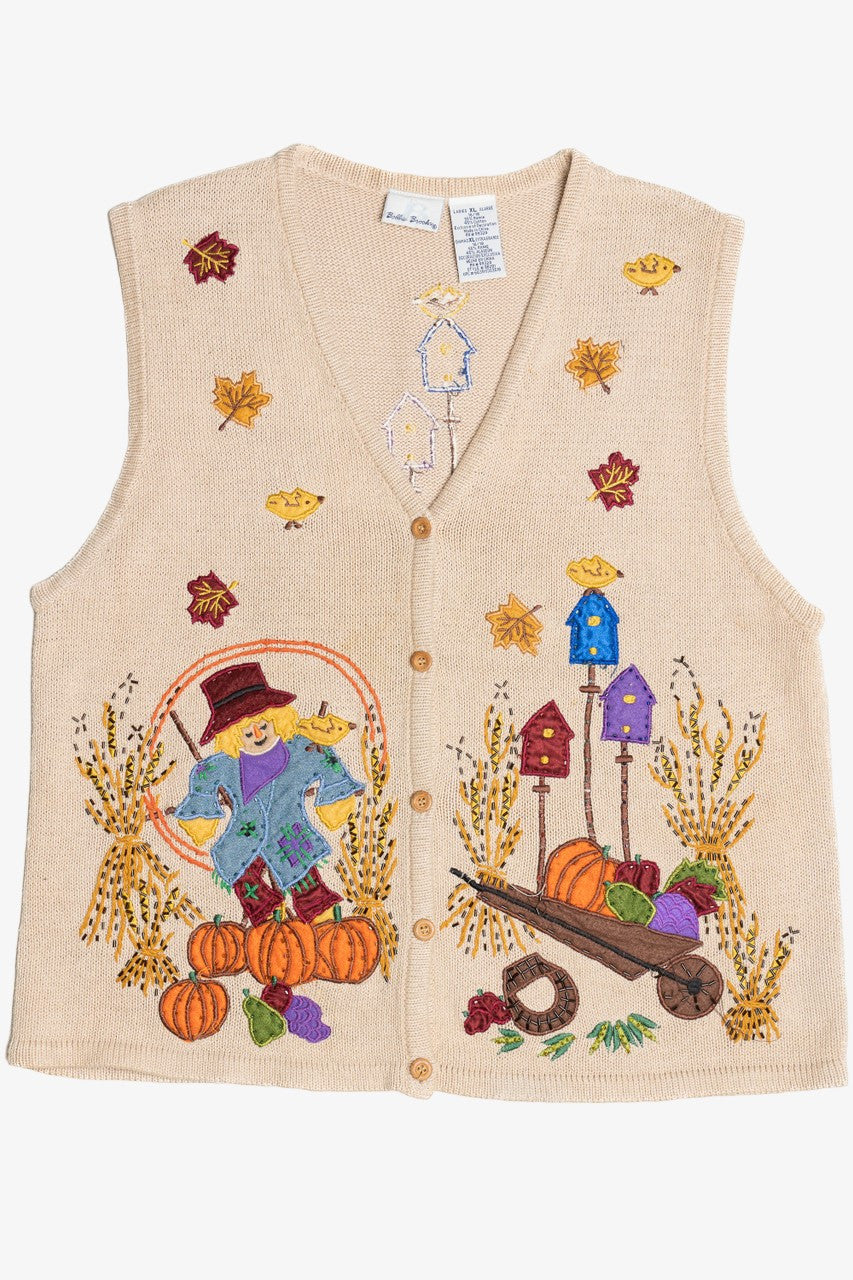 Vintage Scarecrow Fall Harvest Sweater Vest
