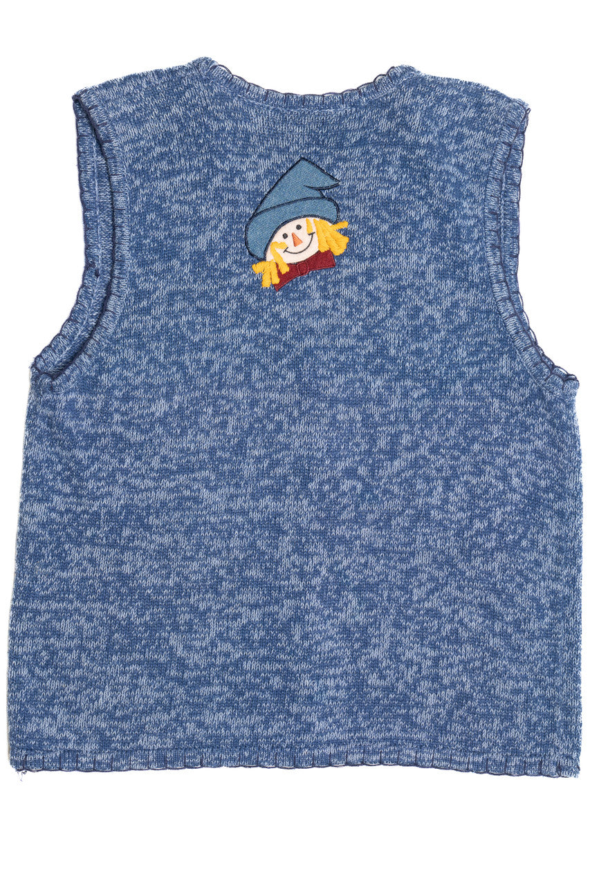 Vintage Pumpkin Patch Scarecrows Halloween Sweater Vest