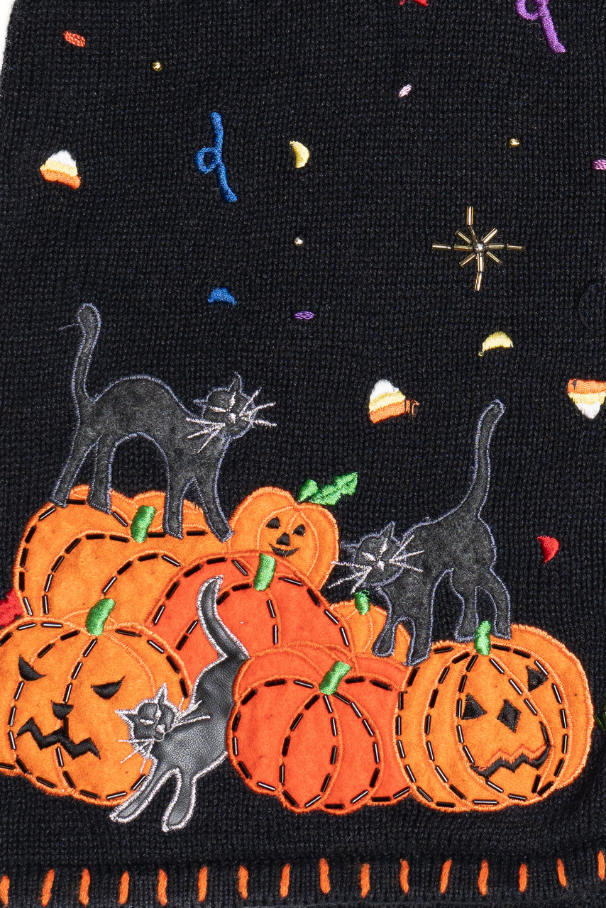 Vintage Cats At The Pumpkin Patch Halloween Sweater Vest