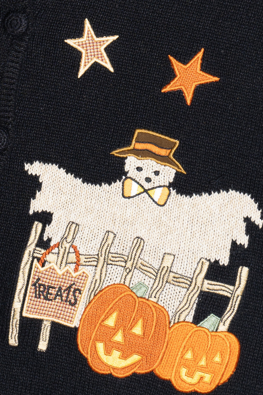 Vintage "Tricks" "Treats" Scarecrows Halloween Sweater Vest