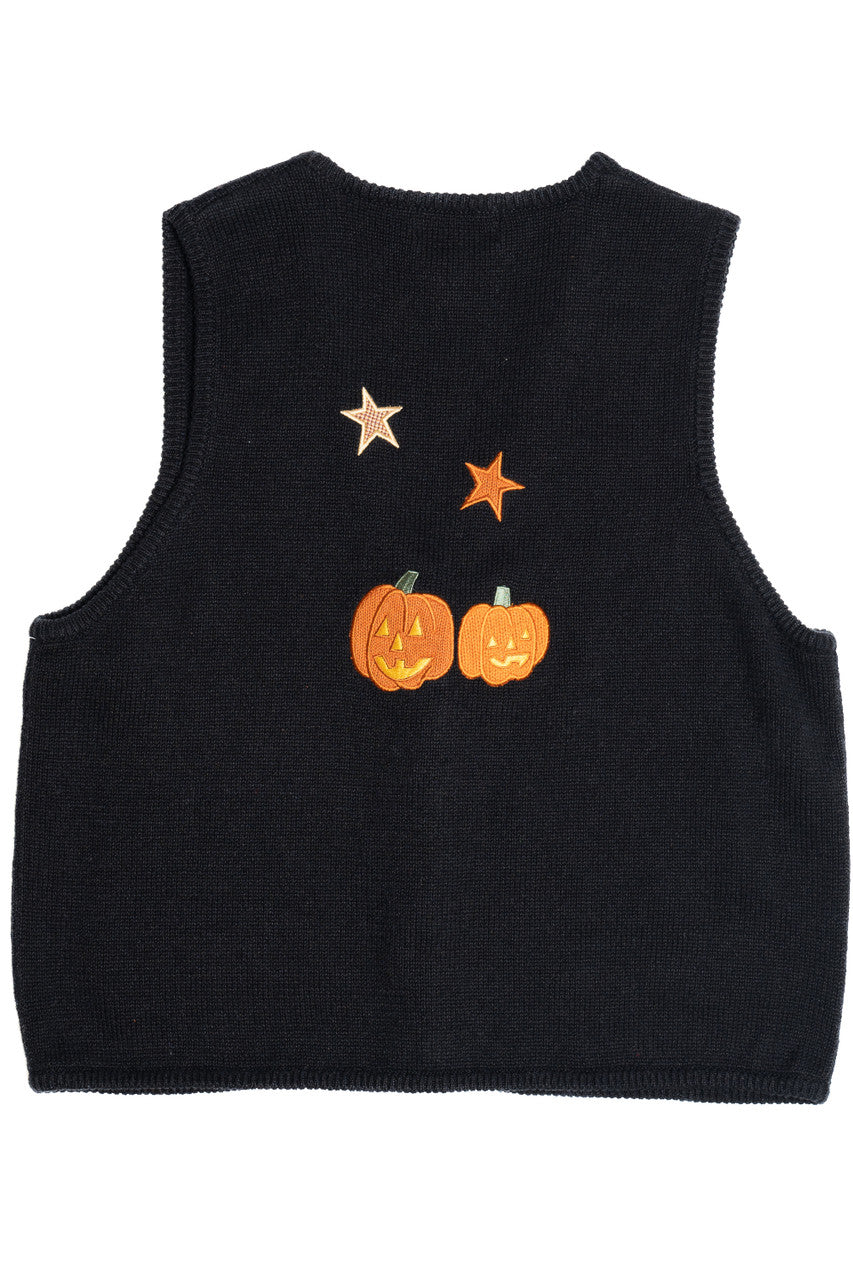 Vintage "Tricks" "Treats" Scarecrows Halloween Sweater Vest