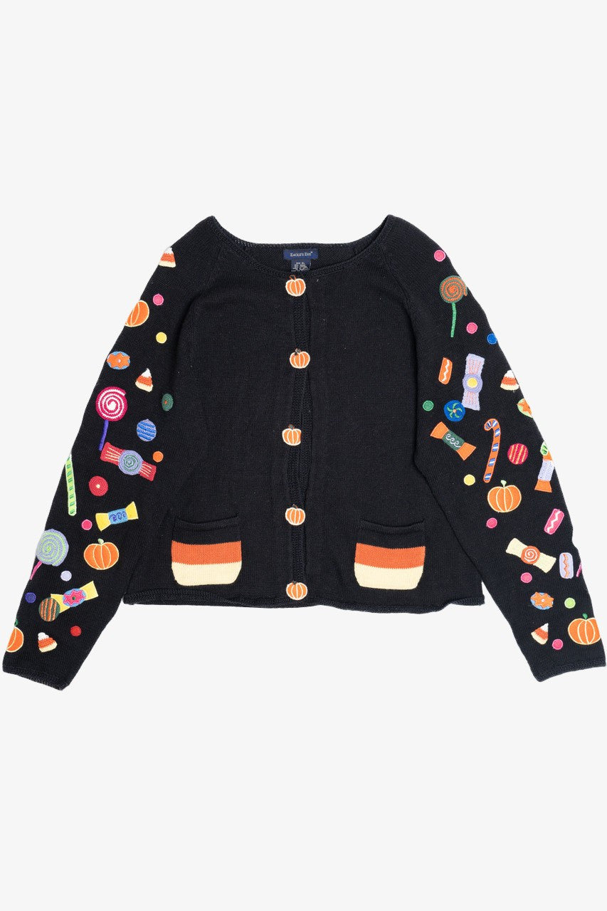 Vintage Embroidered Halloween Candy Haul Halloween Sweater