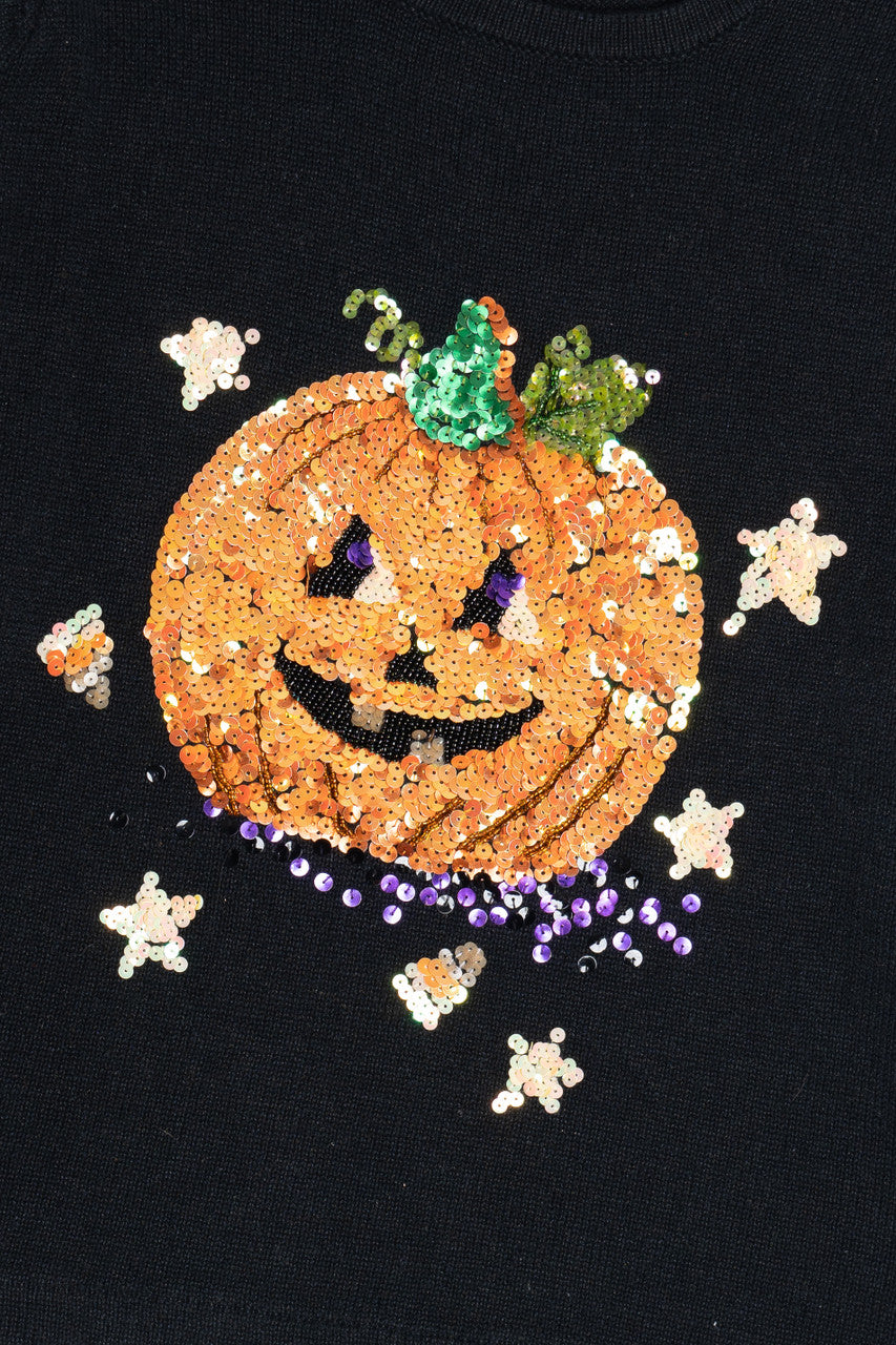 Vintage Sequin Jack-O-Lantern Peek A Boo Halloween Sweater