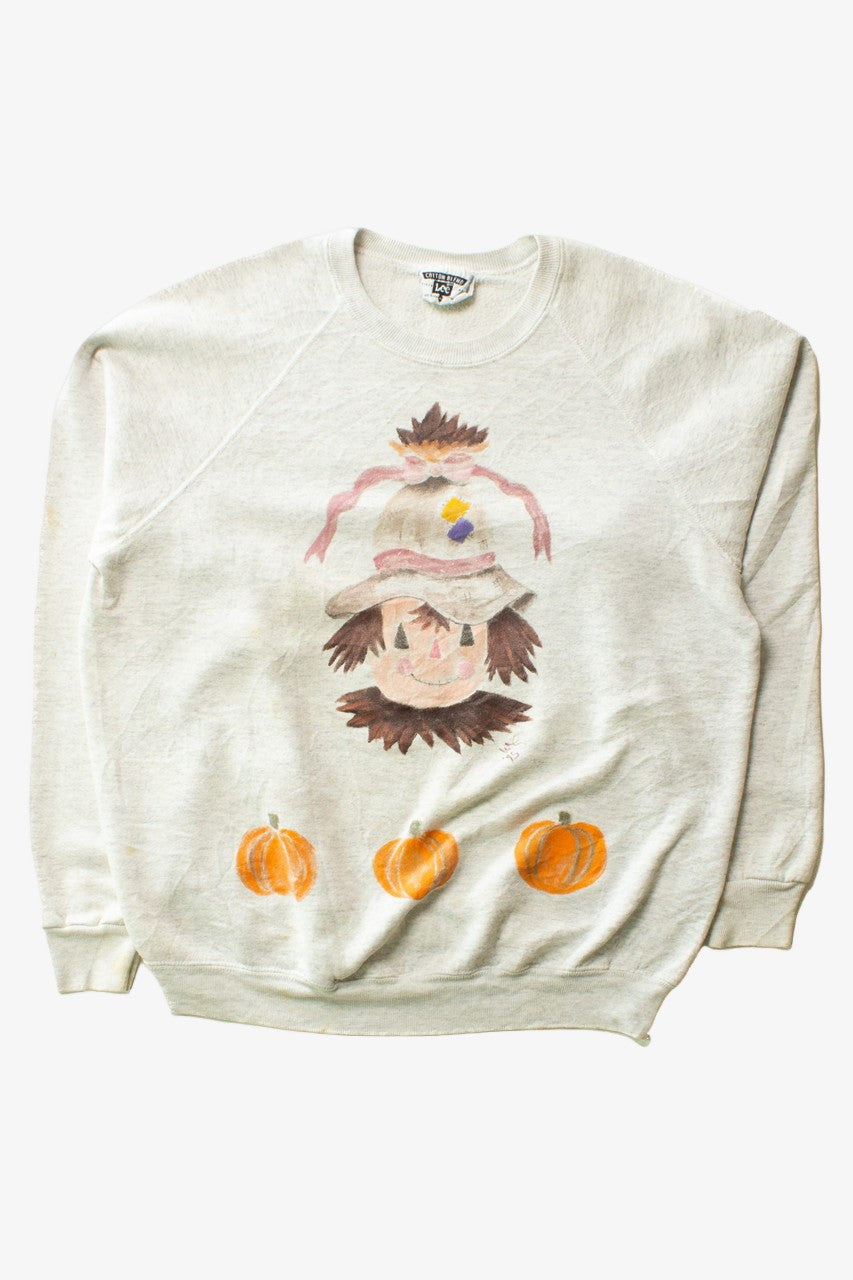 Vintage Hand Painted Scarecrow Fall Sweatshirt (1990s)