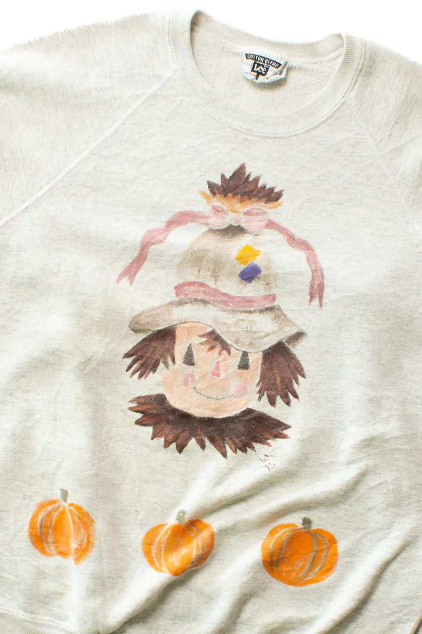 Vintage Hand Painted Scarecrow Fall Sweatshirt (1990s)