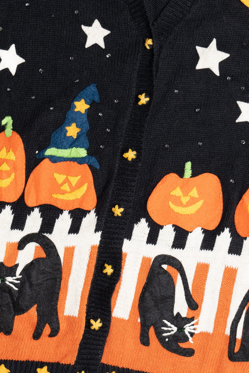 Vintage Pumpkin Fence Halloween Sweater Vest