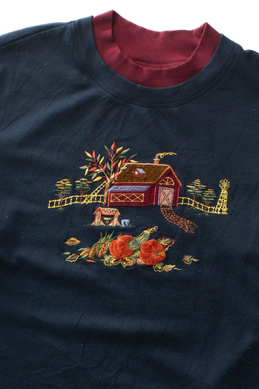 Vintage Barn Landscape Fall Sweatshirt (1990s)