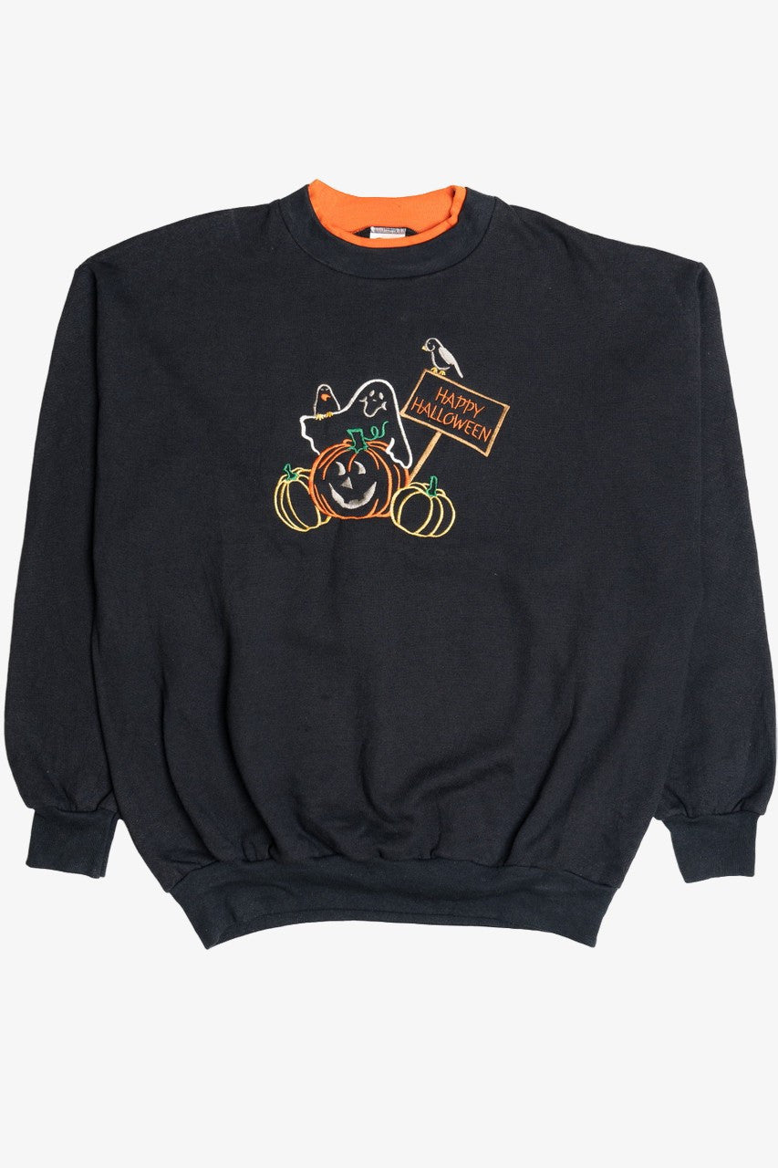 Vintage "Happy Halloween" Embroidered Halloween Sweatshirt