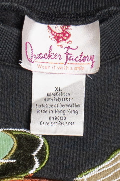 Vintage "Carve Yourself A Smile" Corduroy Applique Embroidered Halloween Sweatshirt