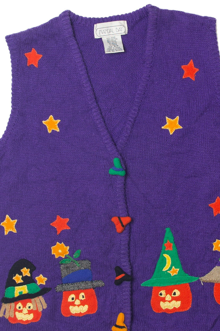 Vintage Pumpkin and Stars Vest