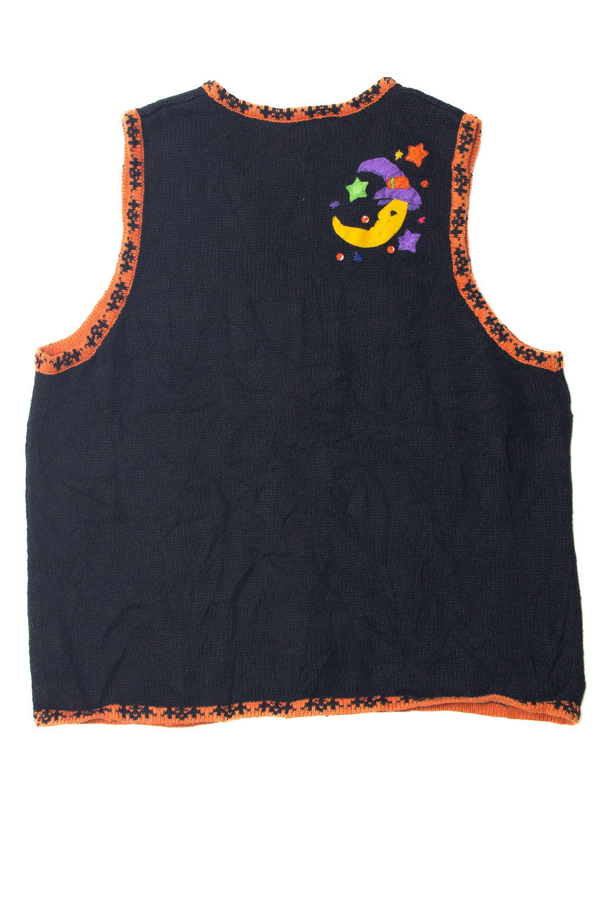 Vintage Witch and Cat On the Moon Halloween Vest