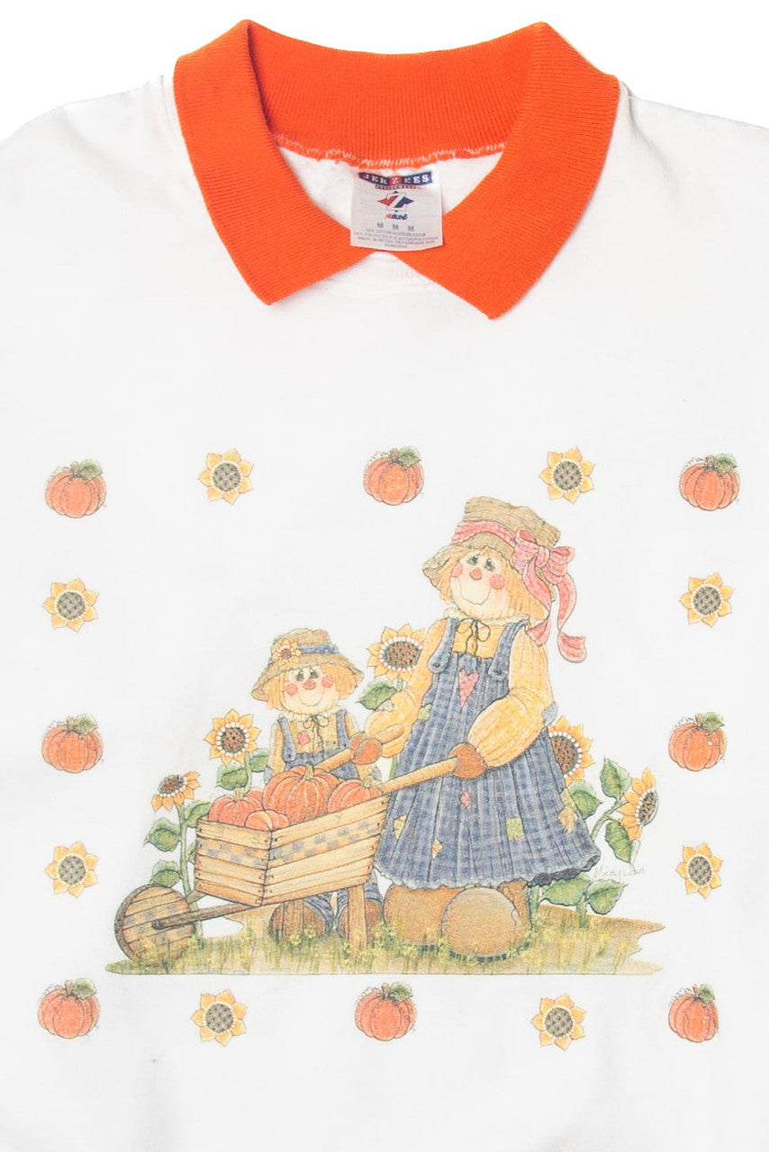Vintage Jerzees Scarecrows Autumn Harvest Sweater