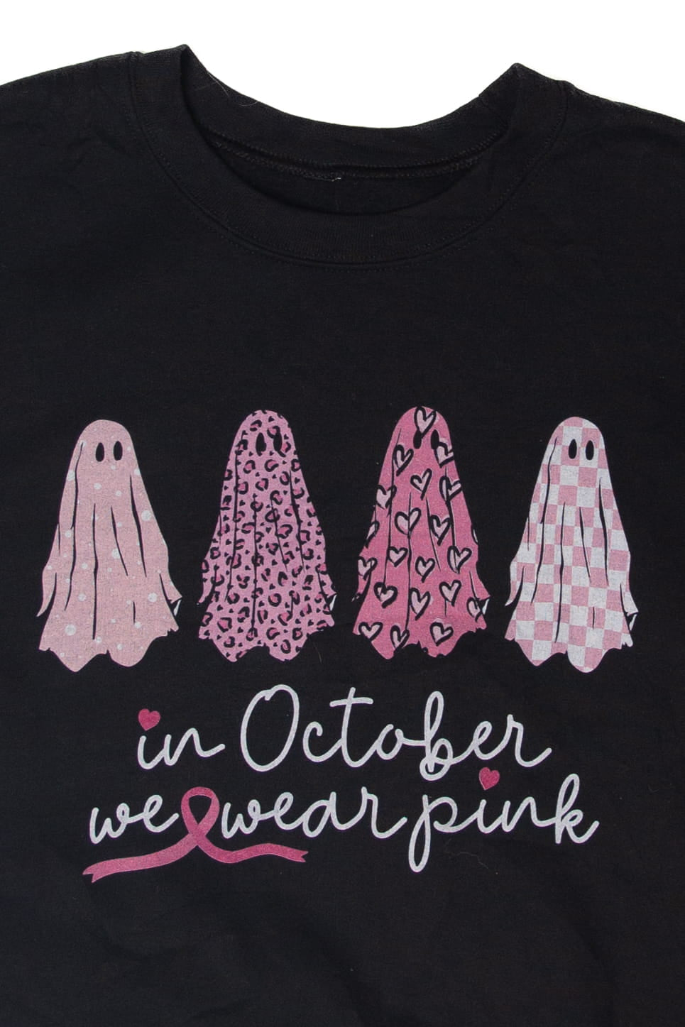 "In October We Wear Pink" Ghosts Halloween Sweater