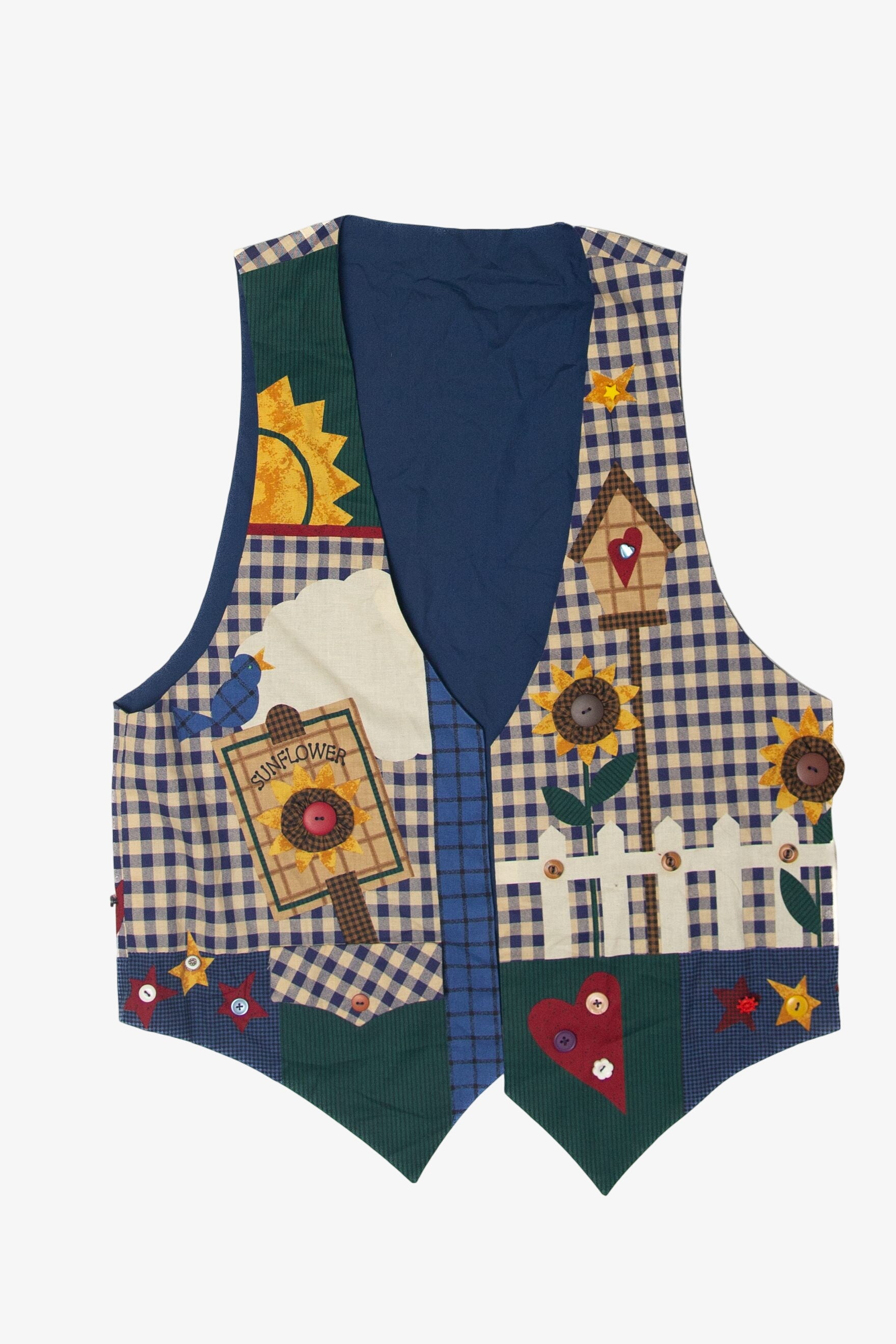 Vintage Sunflower Buttons Autumn Harvest Vest (1990s)
