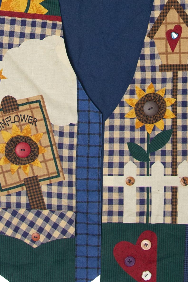 Vintage Sunflower Buttons Autumn Harvest Vest (1990s)
