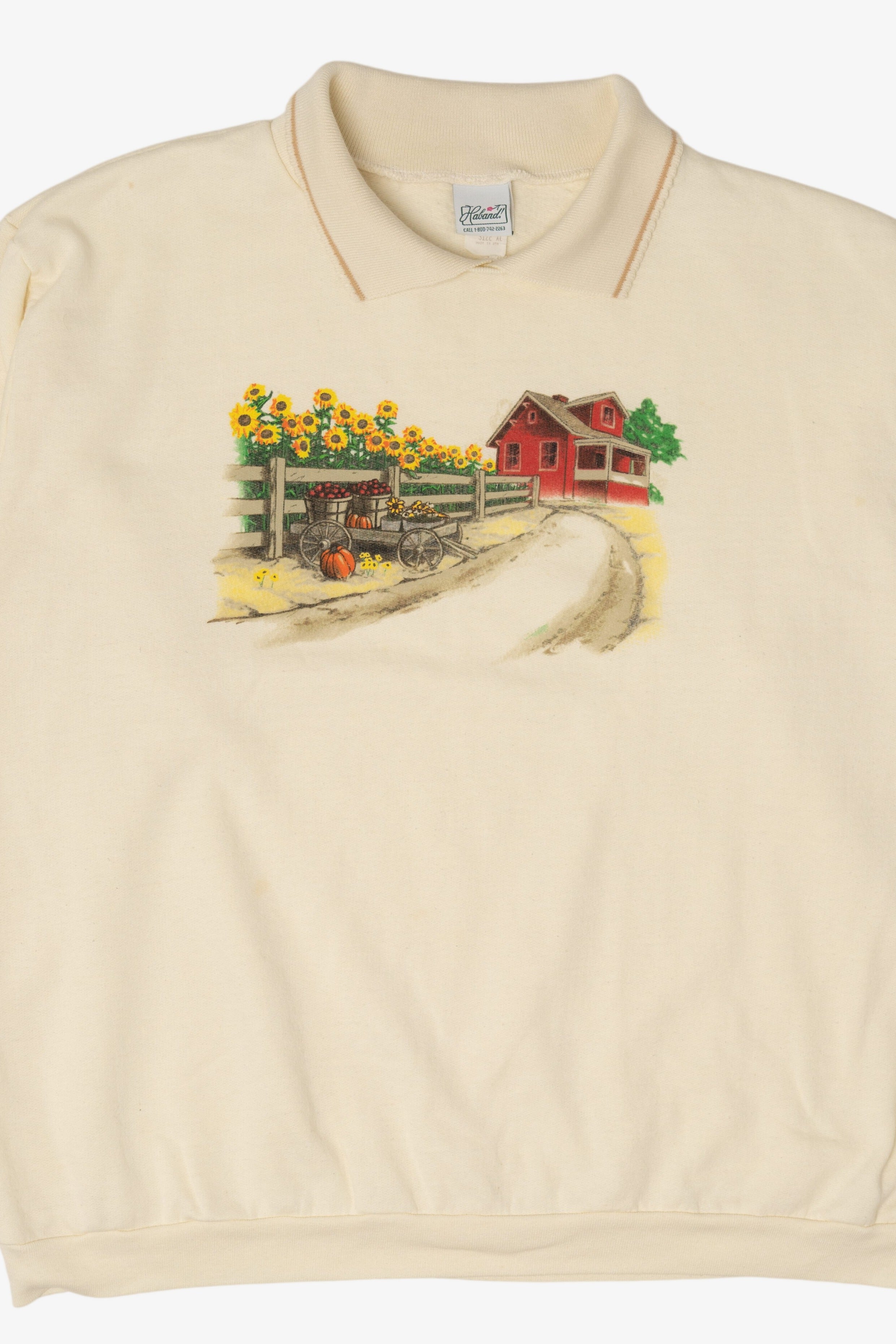 Vintage Farm Sunflower Field Autumn Harvest Haband Sweatshirt (1990s)