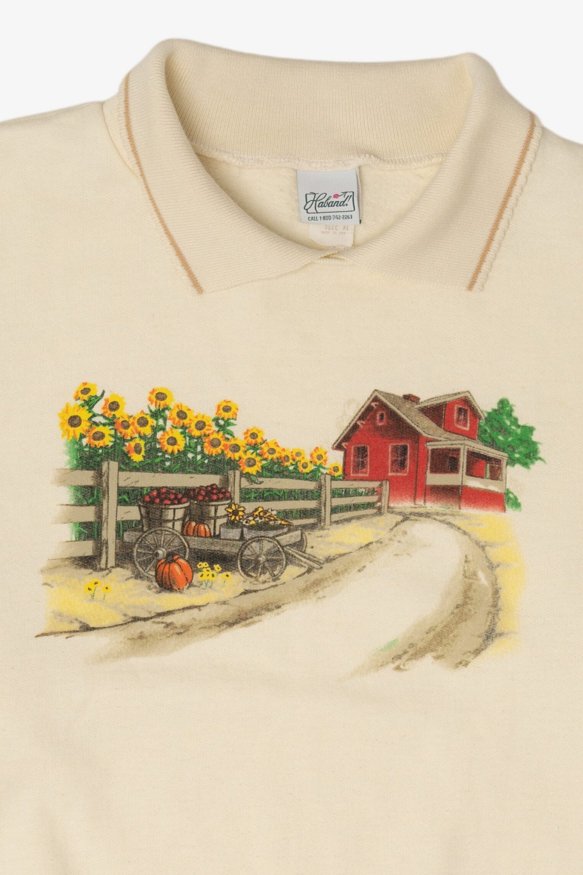Vintage Farm Sunflower Field Autumn Harvest Haband Sweatshirt (1990s)