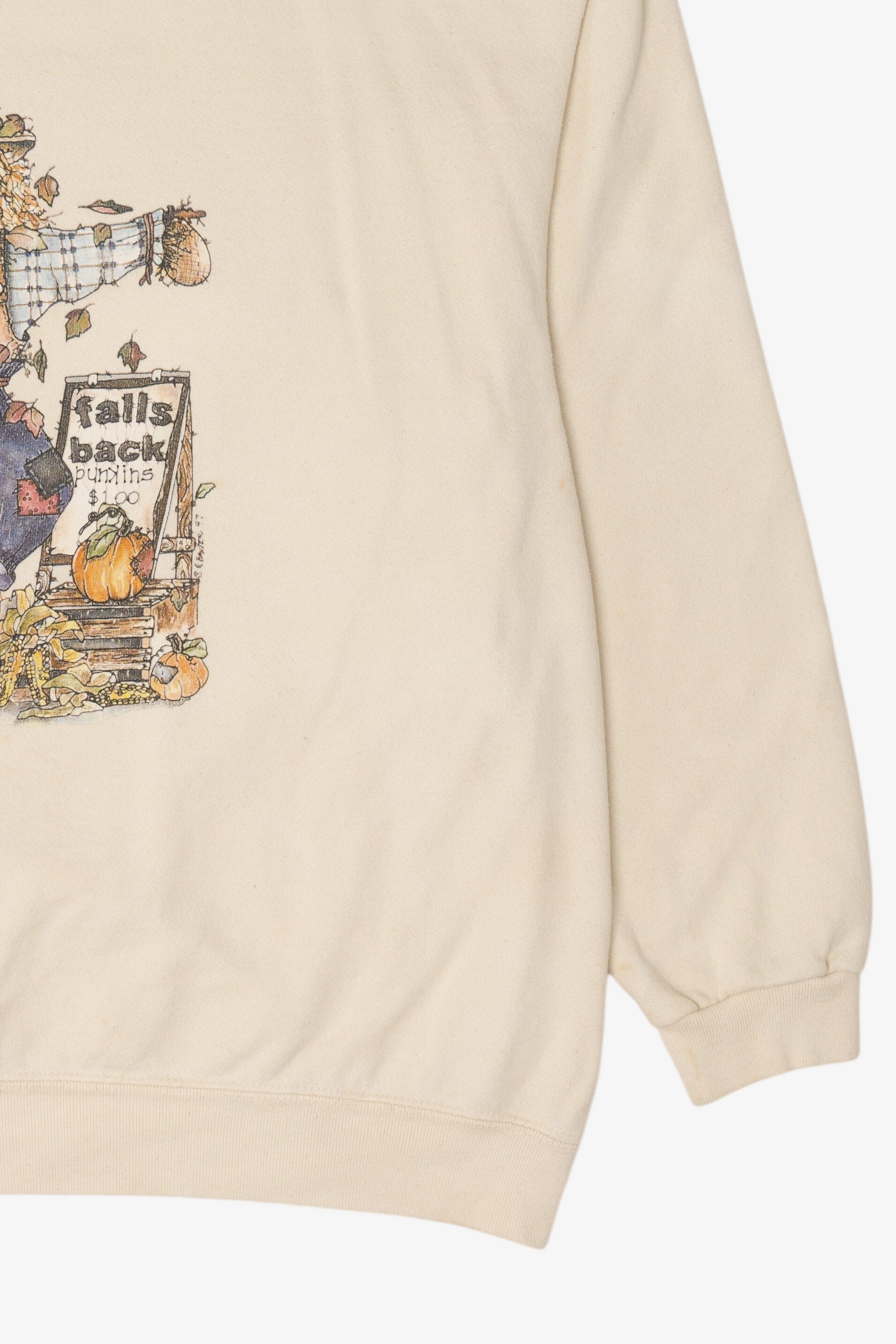 Vintage Scarecrow Pumpkins For Sale Autumn Harvest Sweatshirt (1990s)