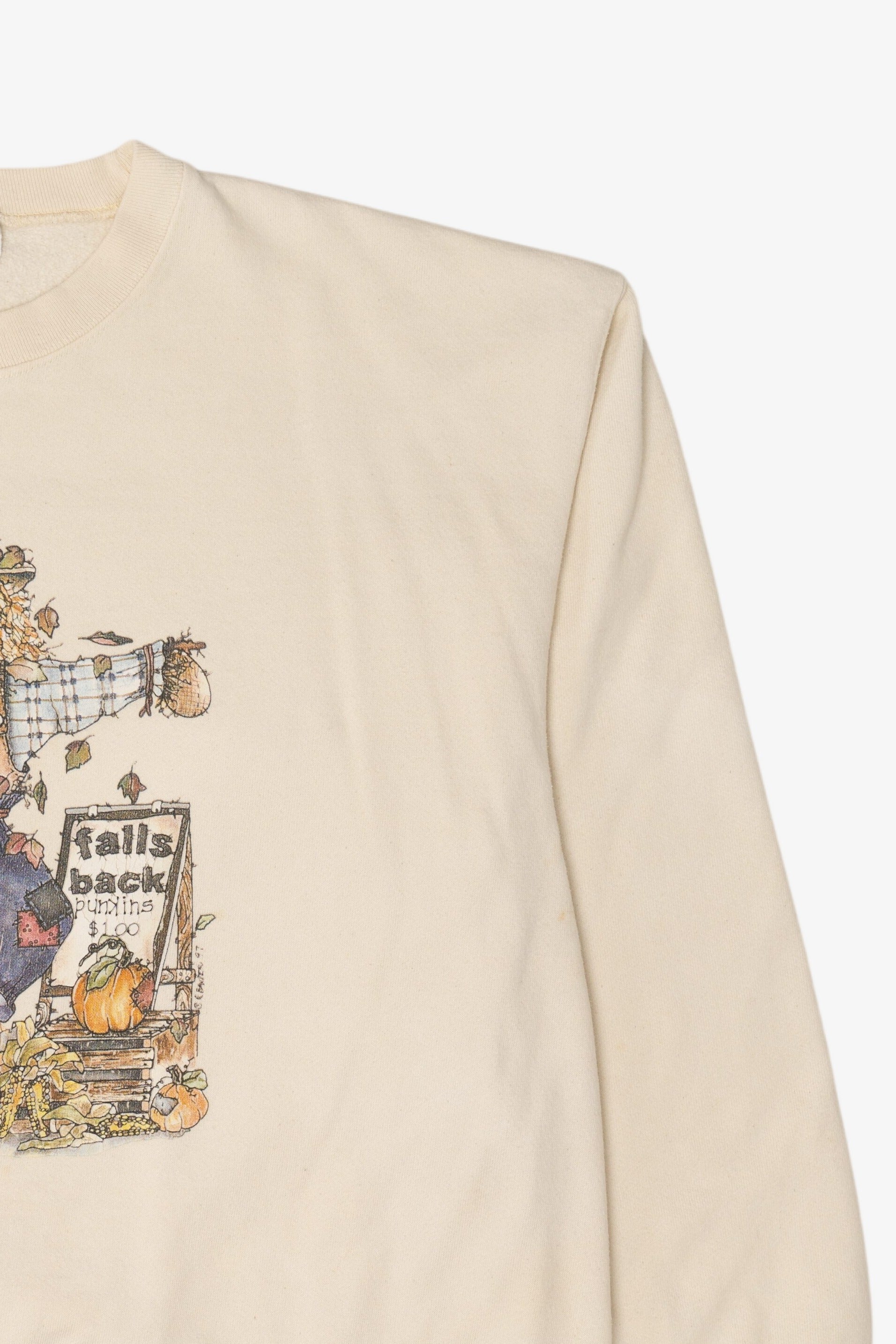 Vintage Scarecrow Pumpkins For Sale Autumn Harvest Sweatshirt (1990s)