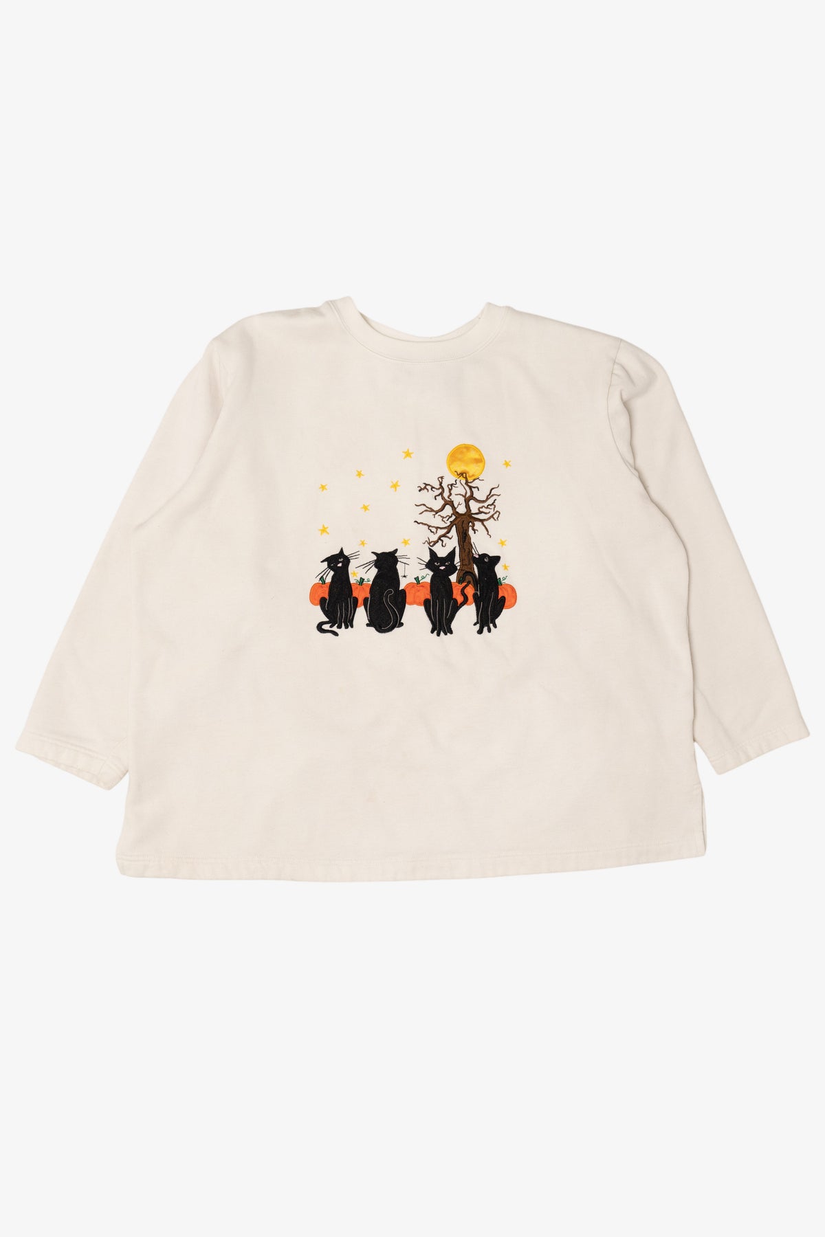 Vintage Black Cats In Pumpkin Field Halloween Sweatshirt (1990s)