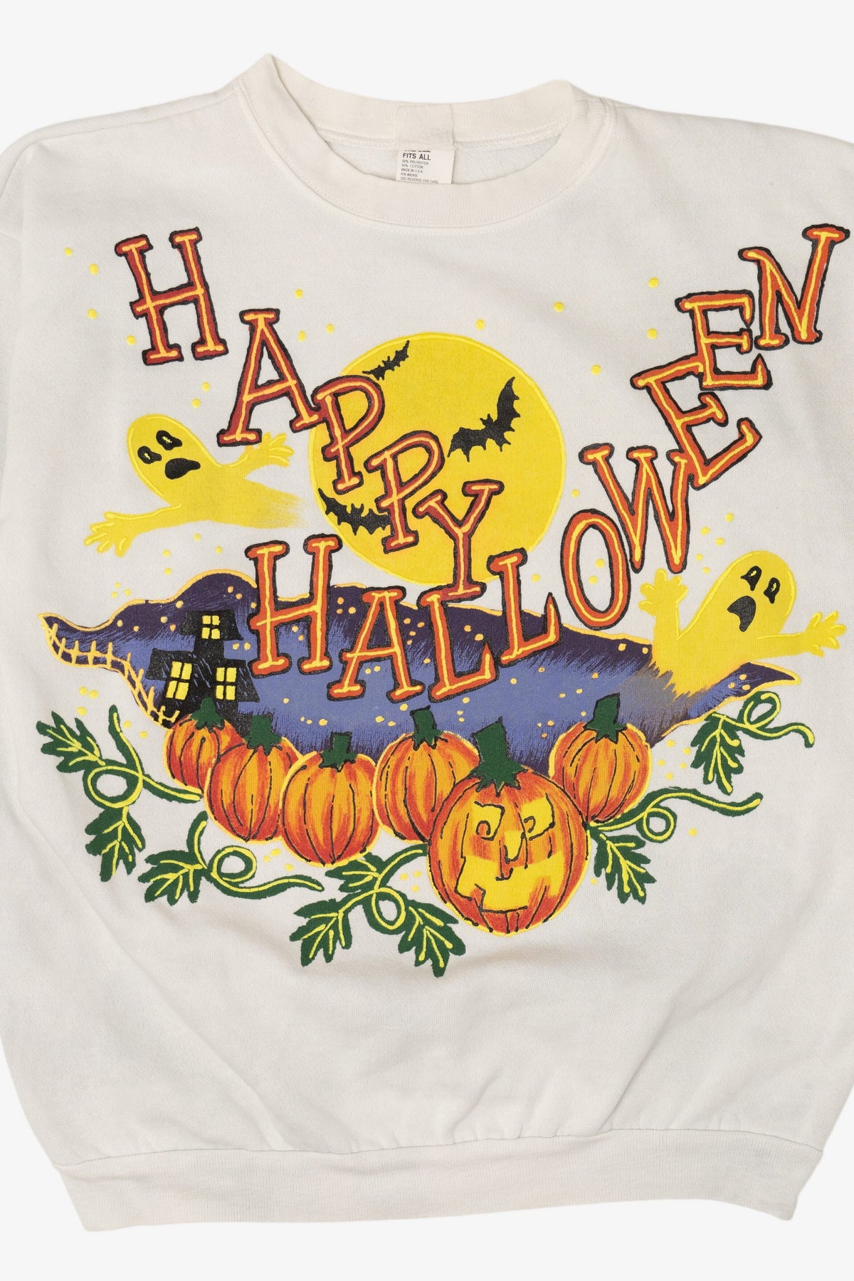 Vintage "Happy Halloween" Ghosts In Pumpkin Field Sweatshirt (1990s)