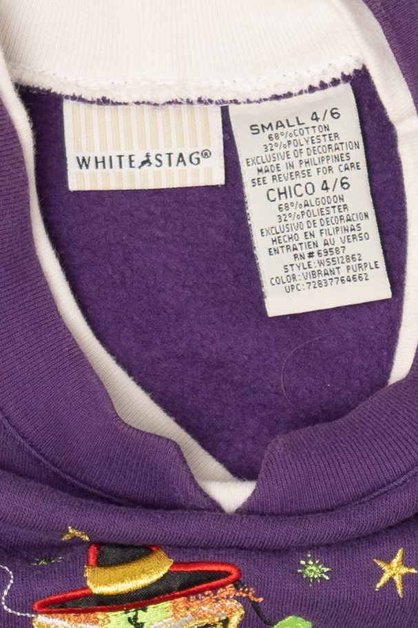 Vintage Purple Witch Casting Spell Halloween Sweatshirt (2000s)