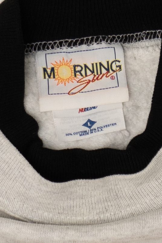 Vintage Light Gray Kitten Birds And Pumpkin Halloween Sweatshirt (1990s)