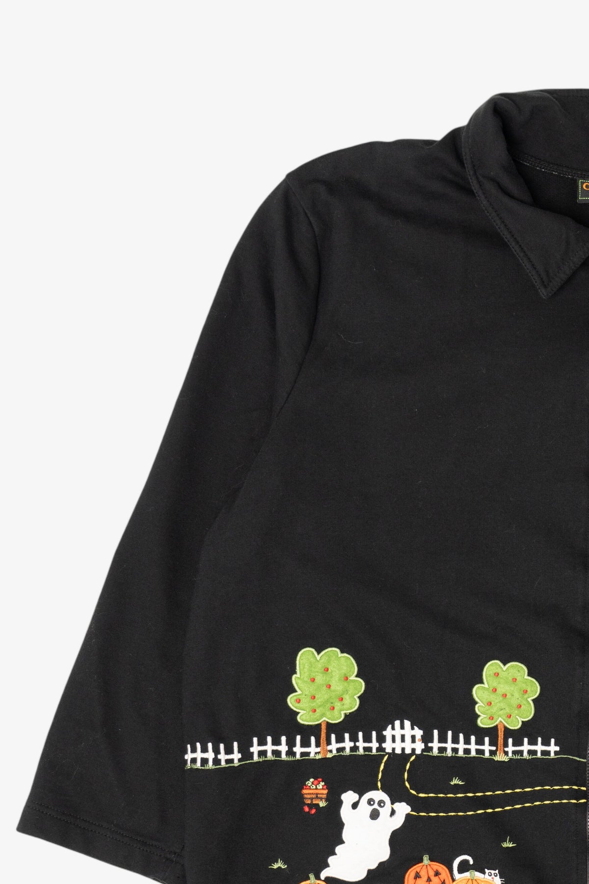 Vintage Ghosts In Pumpkin Field Halloween Full Zip Sweatshirt (2000s)