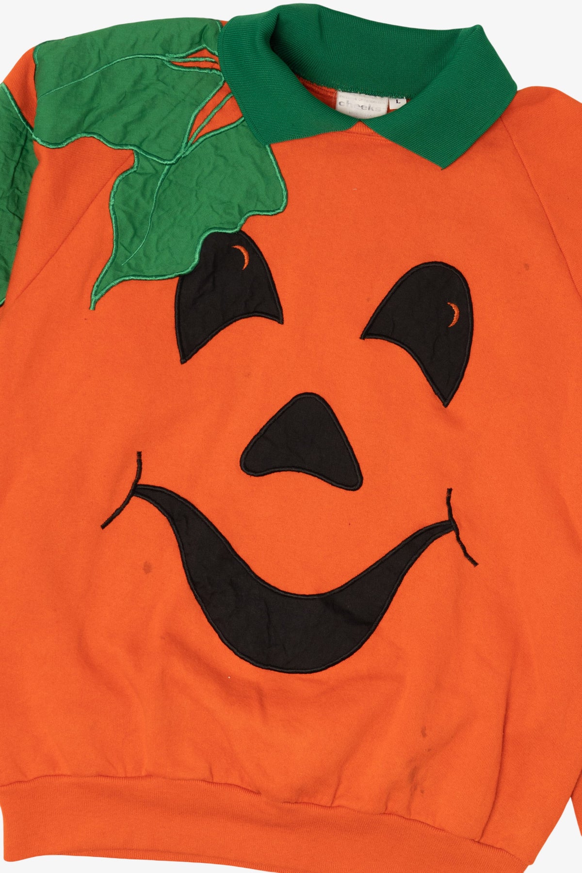 Vintage Orange Pumpkin Face Raglan Sweatshirt (1990s)