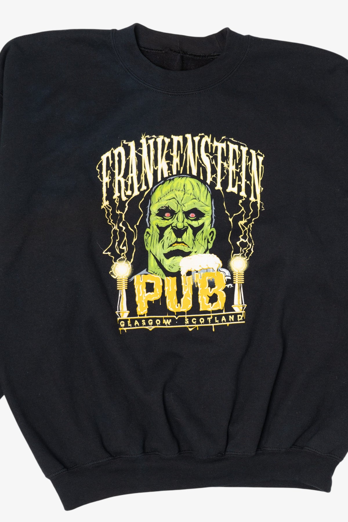 Vintage Frankenstein Pub Glasgow Scotland Halloween Sweatshirt (2010s)