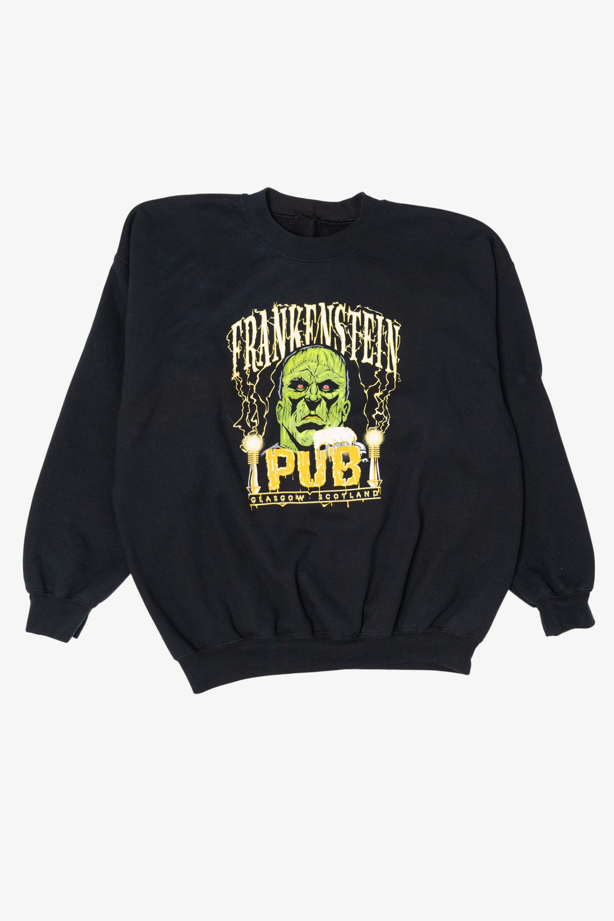 Vintage Frankenstein Pub Glasgow Scotland Halloween Sweatshirt (2010s)