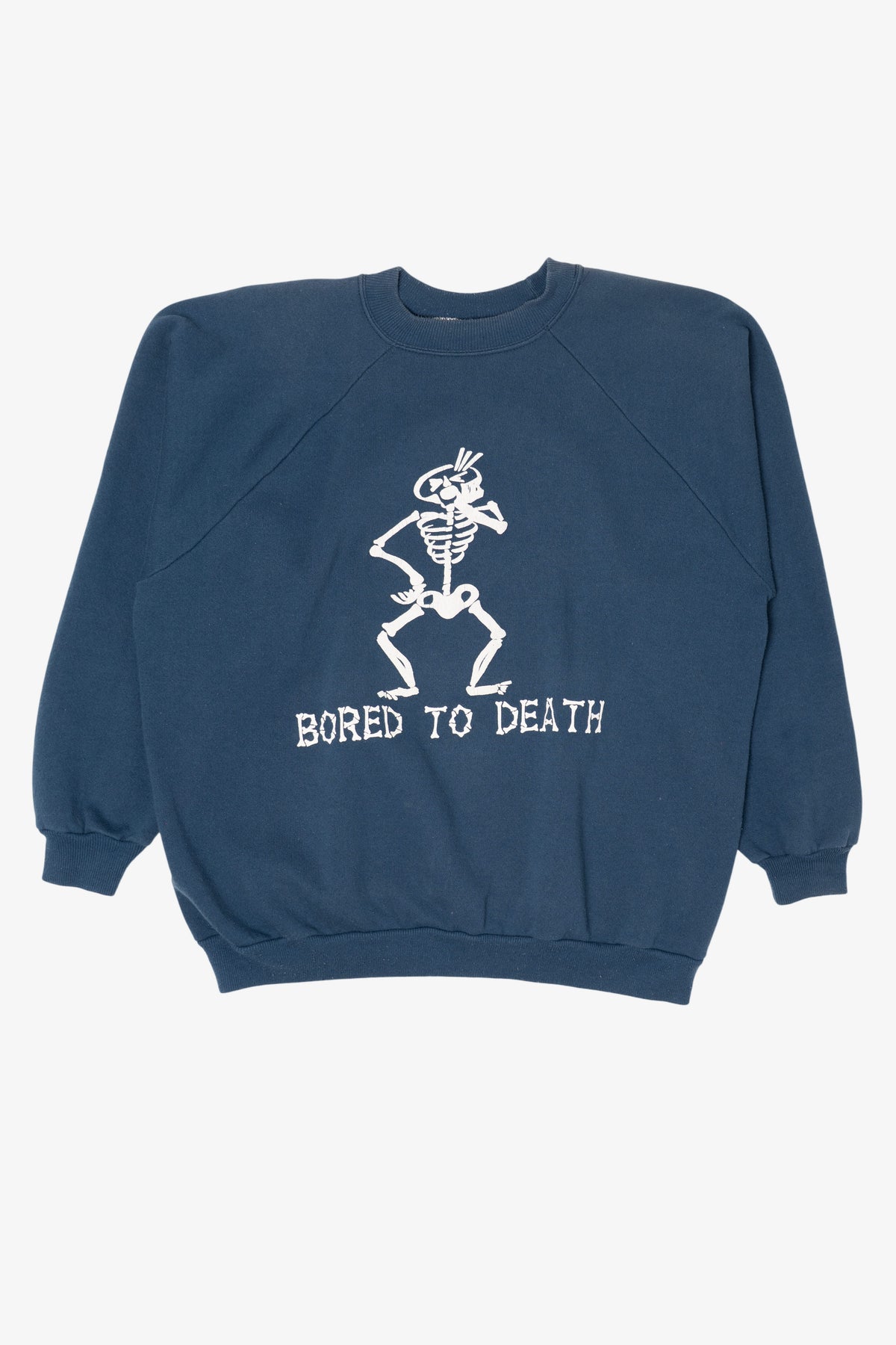 Vintage Embossed "Bored To Death" Funny Raglan Sweatshirt (1990s)