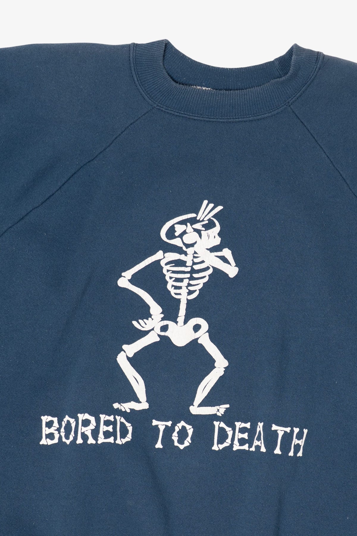 Vintage Embossed "Bored To Death" Funny Raglan Sweatshirt (1990s)