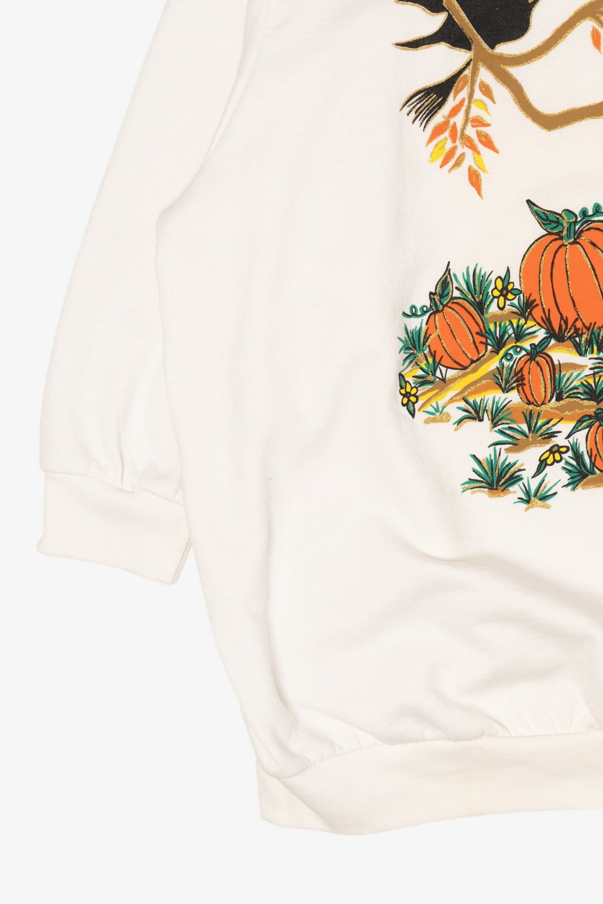 Vintage Witch Over Pumpkin Field Halloween Sweatshirt (1990s)